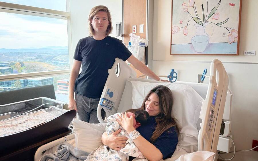 New mom Lauren Dehasque and newborn daughter Freja were the first patients to move into the North Tower at Scripps Memorial Hospital La Jolla when the building opened June 1. They were joined by husband and dad Thibaud Dehasque.